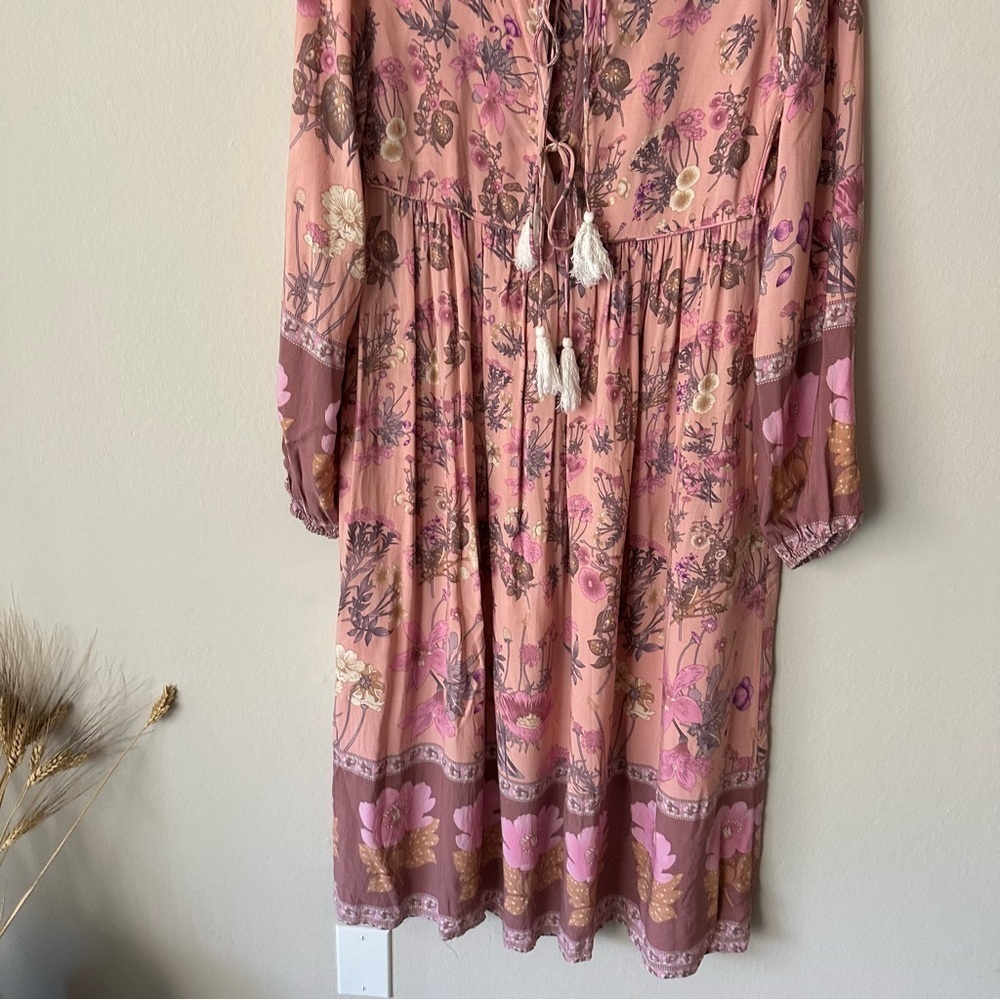 Bohemian Floral Midi Tassle Dress in Pink Size M - Picture 8 of 11